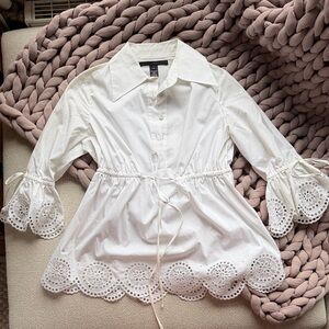 Robert Rodriguez White Eyelet Blouse